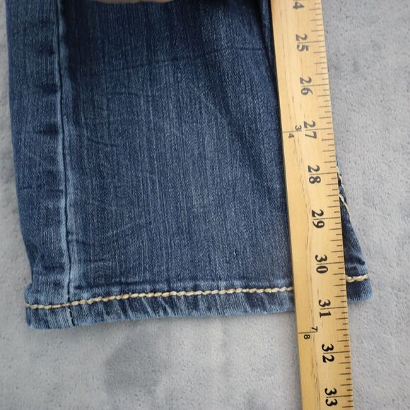 Ariya Jeans Pants Womens 6 Blue Bootcut Low Rise Button Stretch Dark Wash Denim - Picture 6 of 16